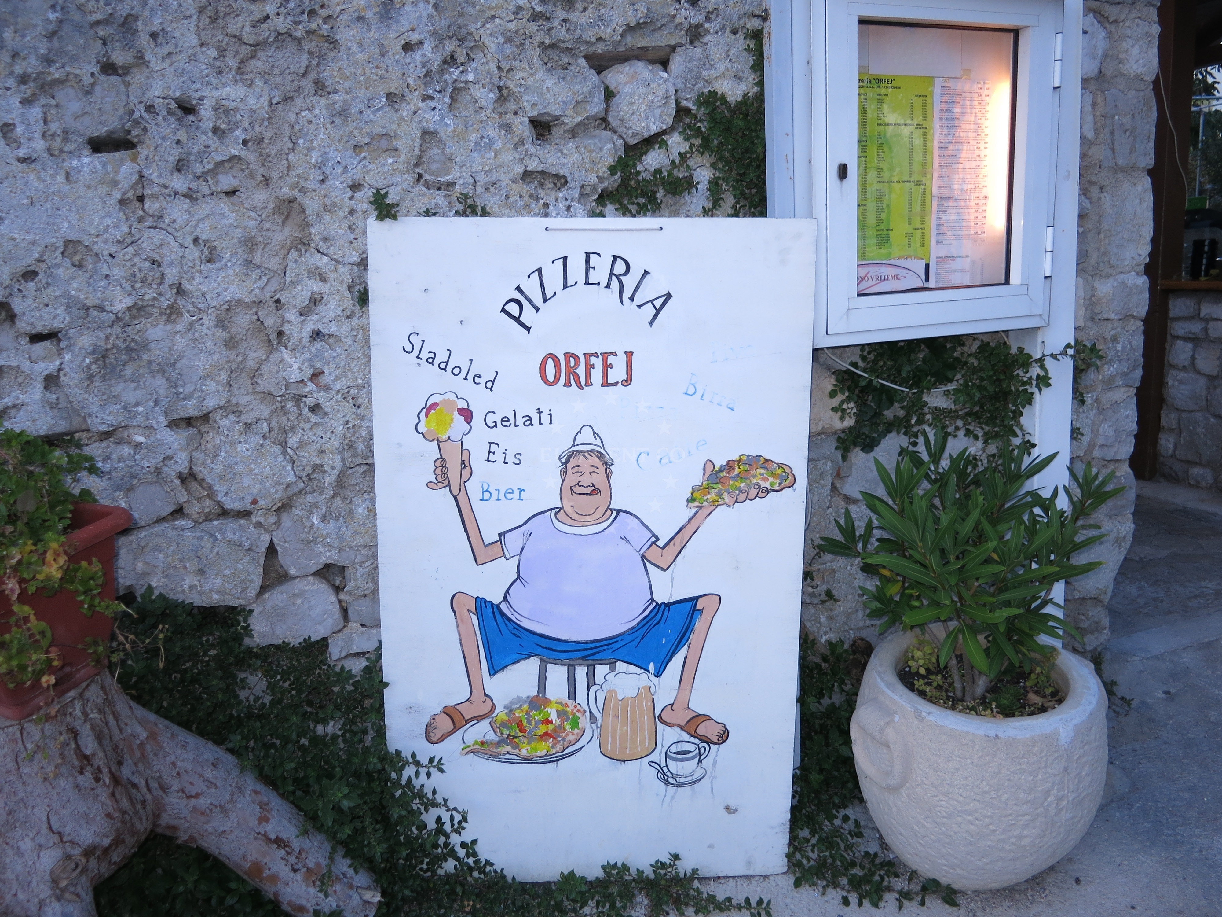 Dining area at Orfey Restaurant, Osor, Cres, Croatia