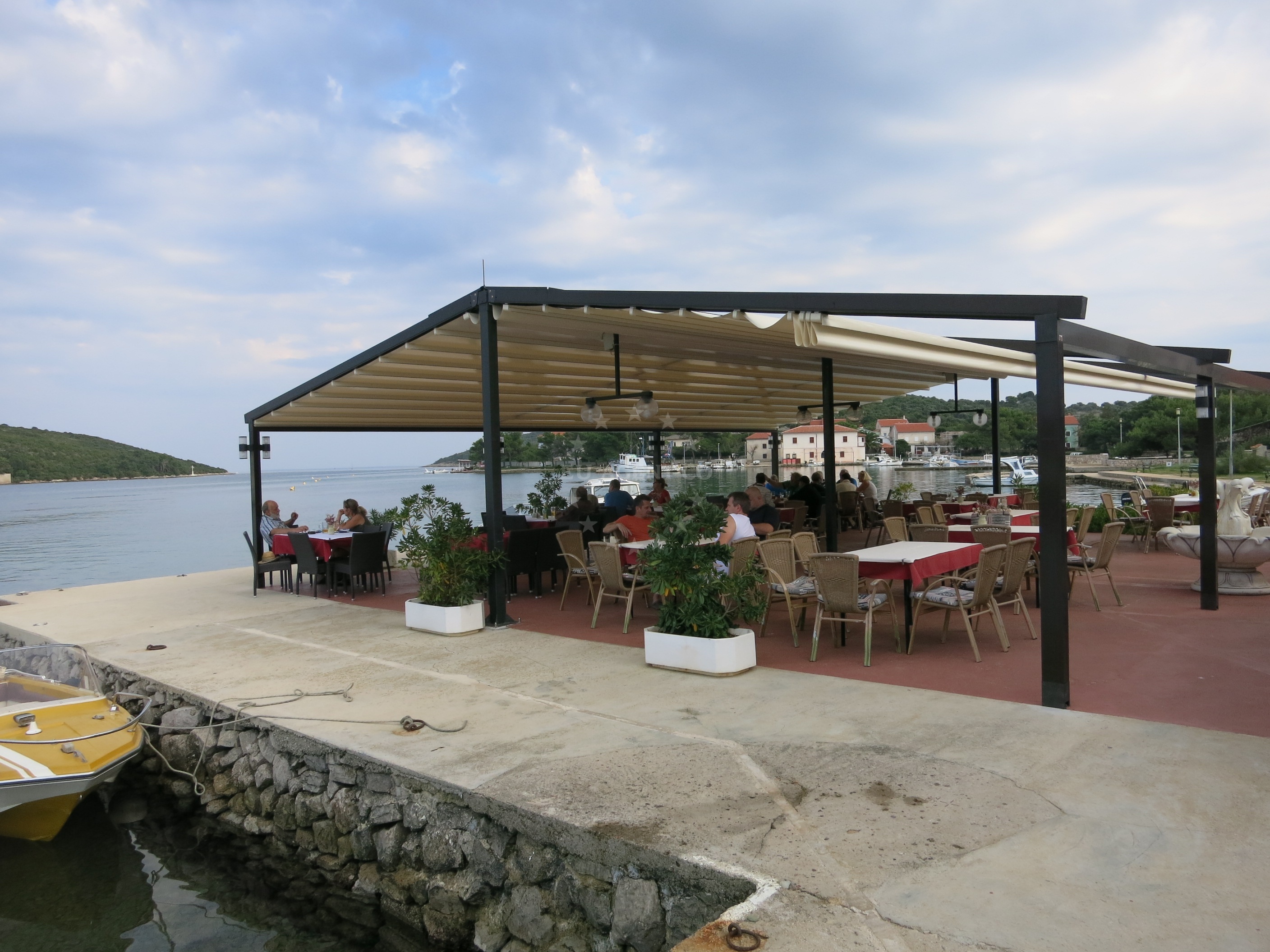 Amico Restaurant terrace overlooking the Adriatic Sea in Ilovik, Croatia