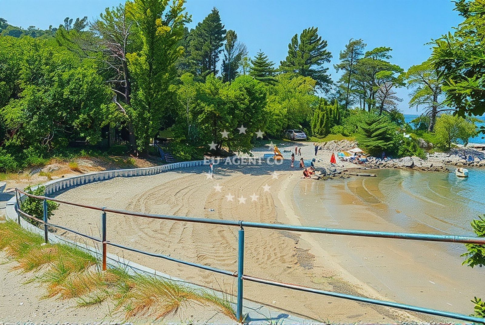 Scenic view of Klimno Beach from Val Restaurant