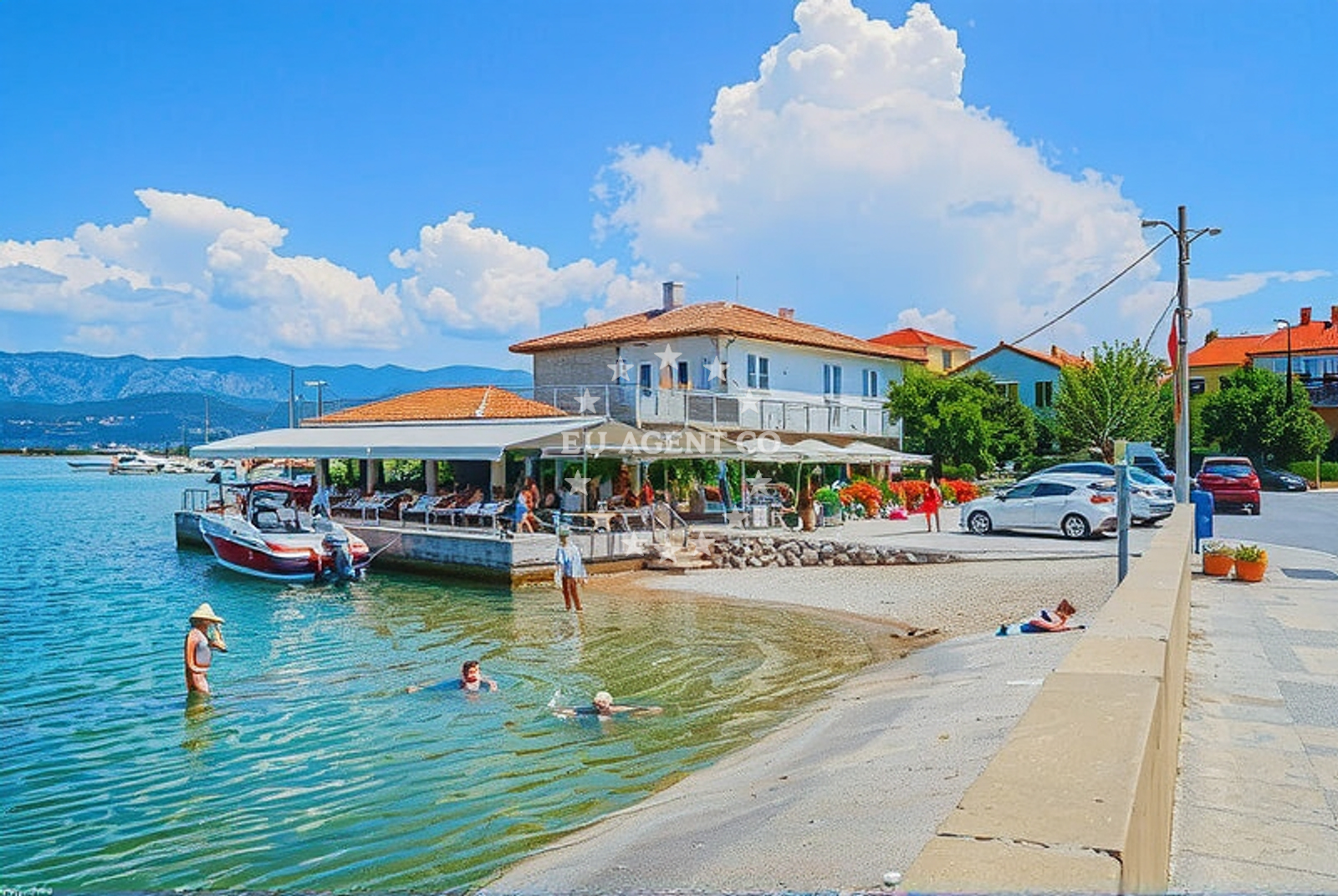 Exterior view of Zal Restaurant in Klimno, Krk, overlooking the Adriatic Sea