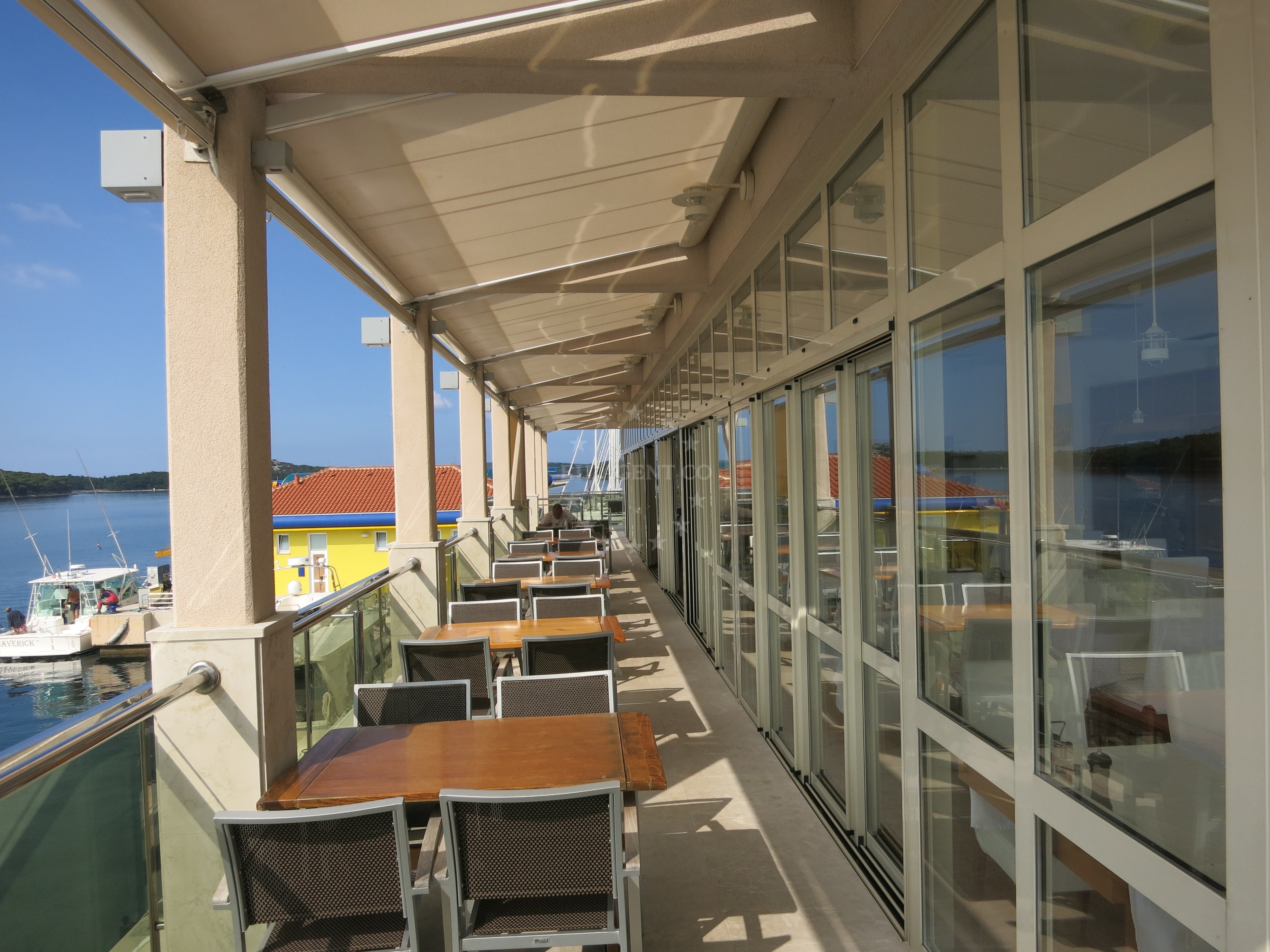 Restaurant terrace overlooking Marina Lošinj