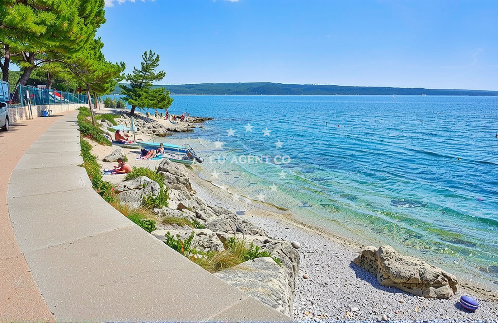 Restaurant Nerezine, Losinj, Croatia, overlooking the Adriatic Sea with nearby marina and beaches