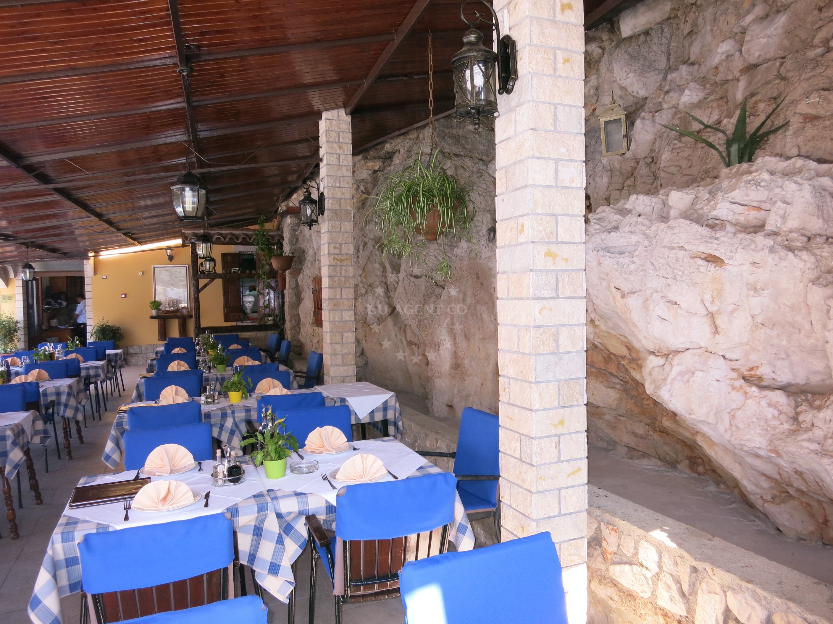 Dining area at Ribarska Koliba Restaurant with sea views