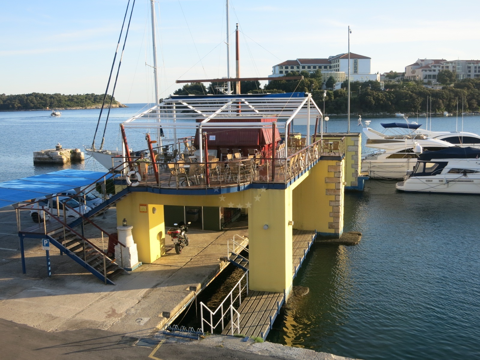 Volaria Restaurant exterior with views of Marina Veruda