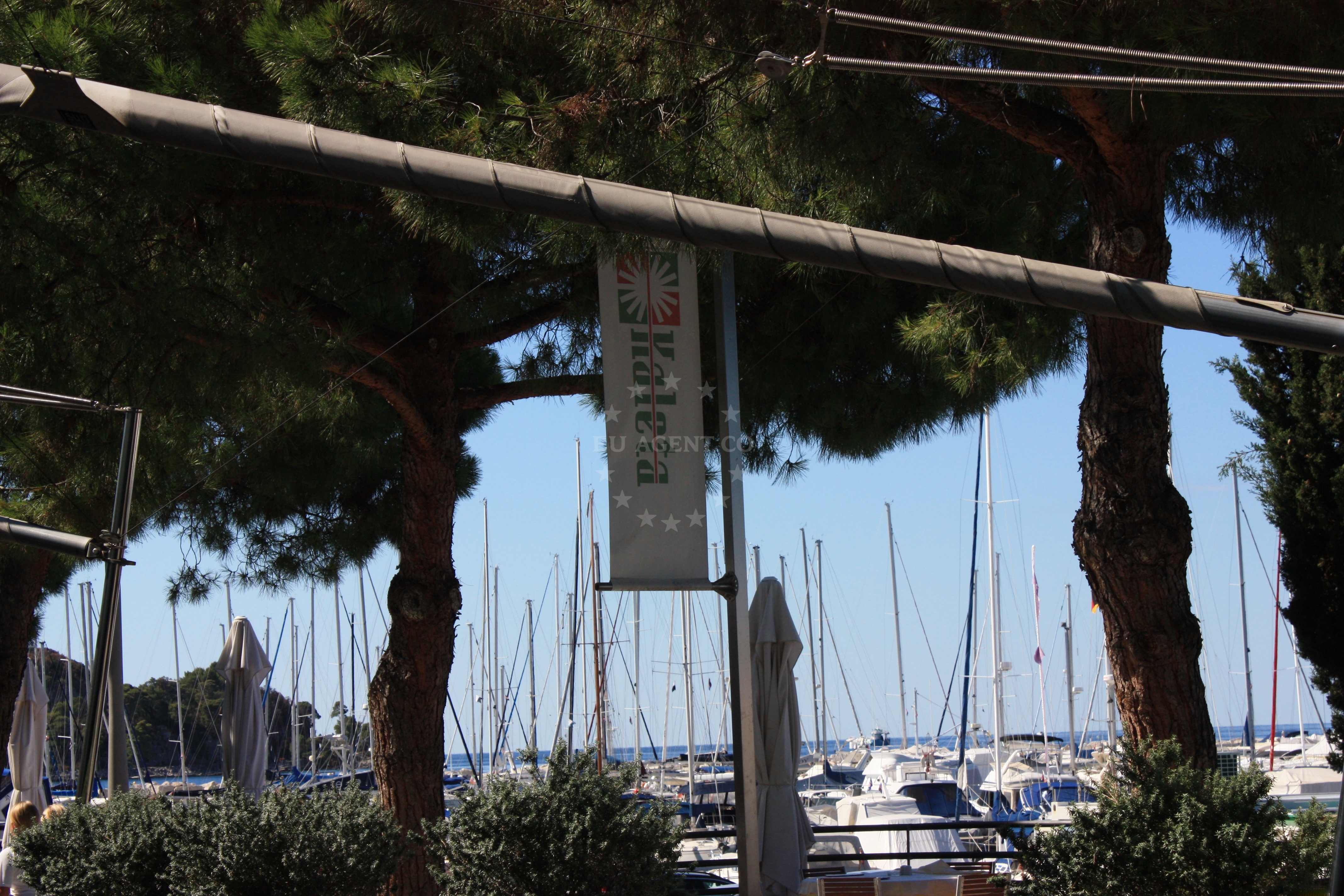 Kaleta Restaurant in Rovinj, Croatia, overlooking the Adriatic Sea with ACI Marina Rovinj in the background