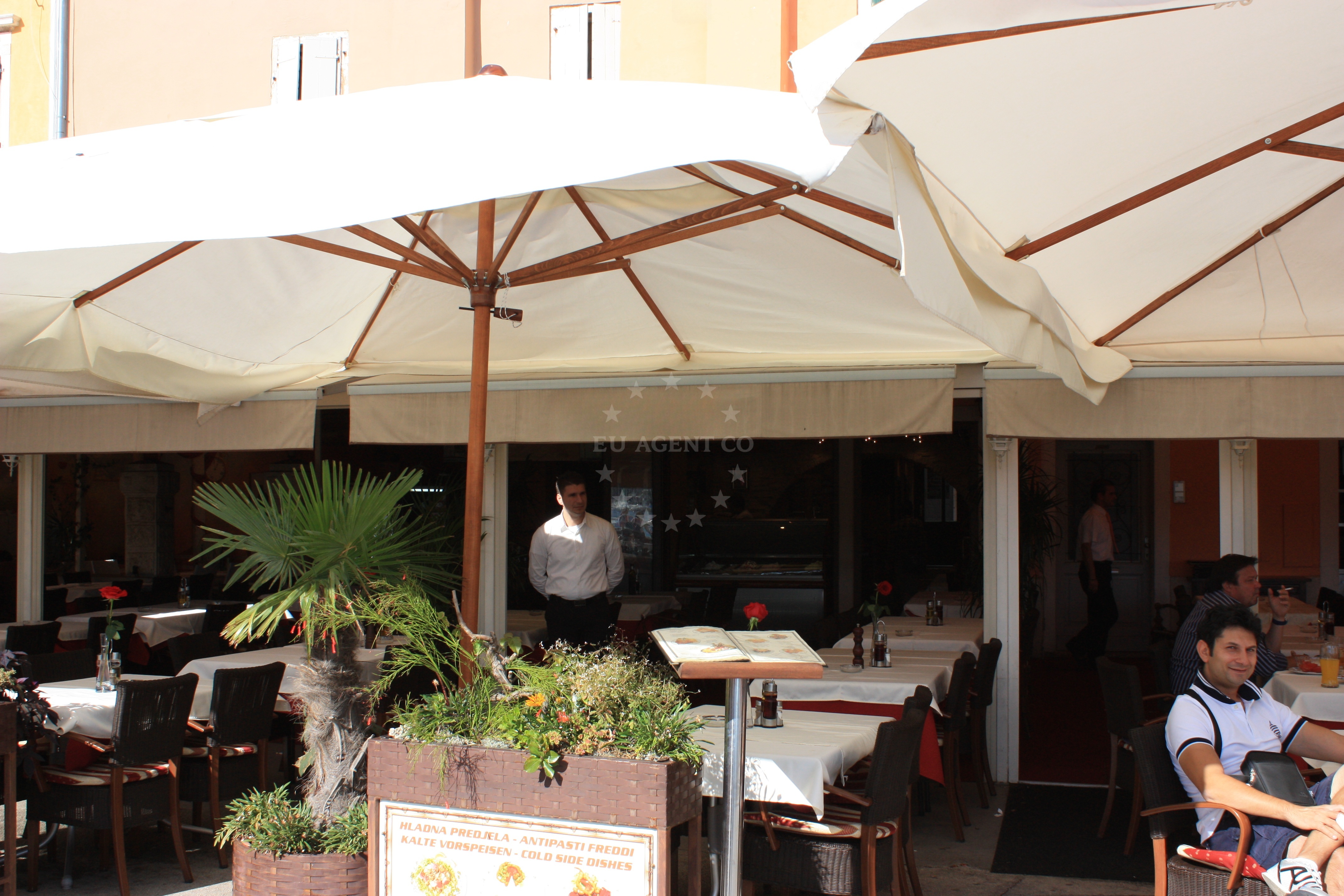 Dining area at La Riva with Adriatic Sea views