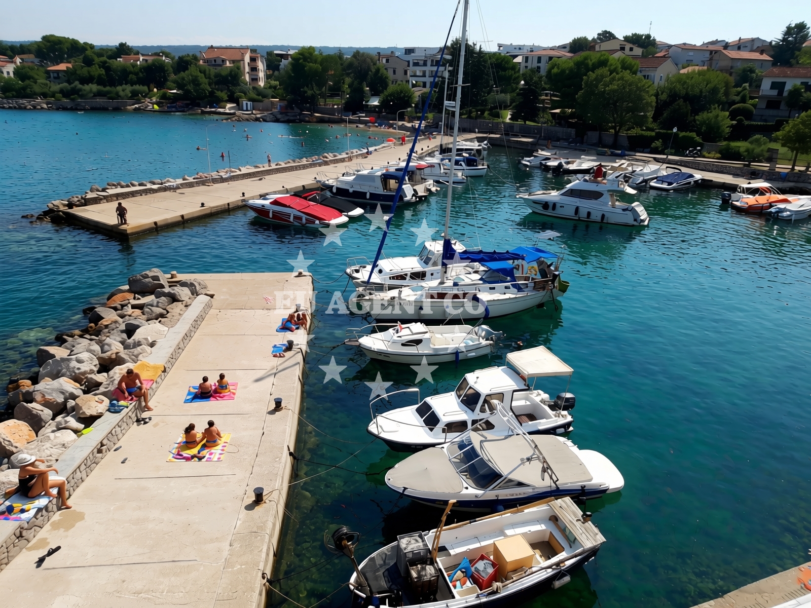 Restaurant terrace overlooking the Adriatic Sea in Vantacici, Croatia