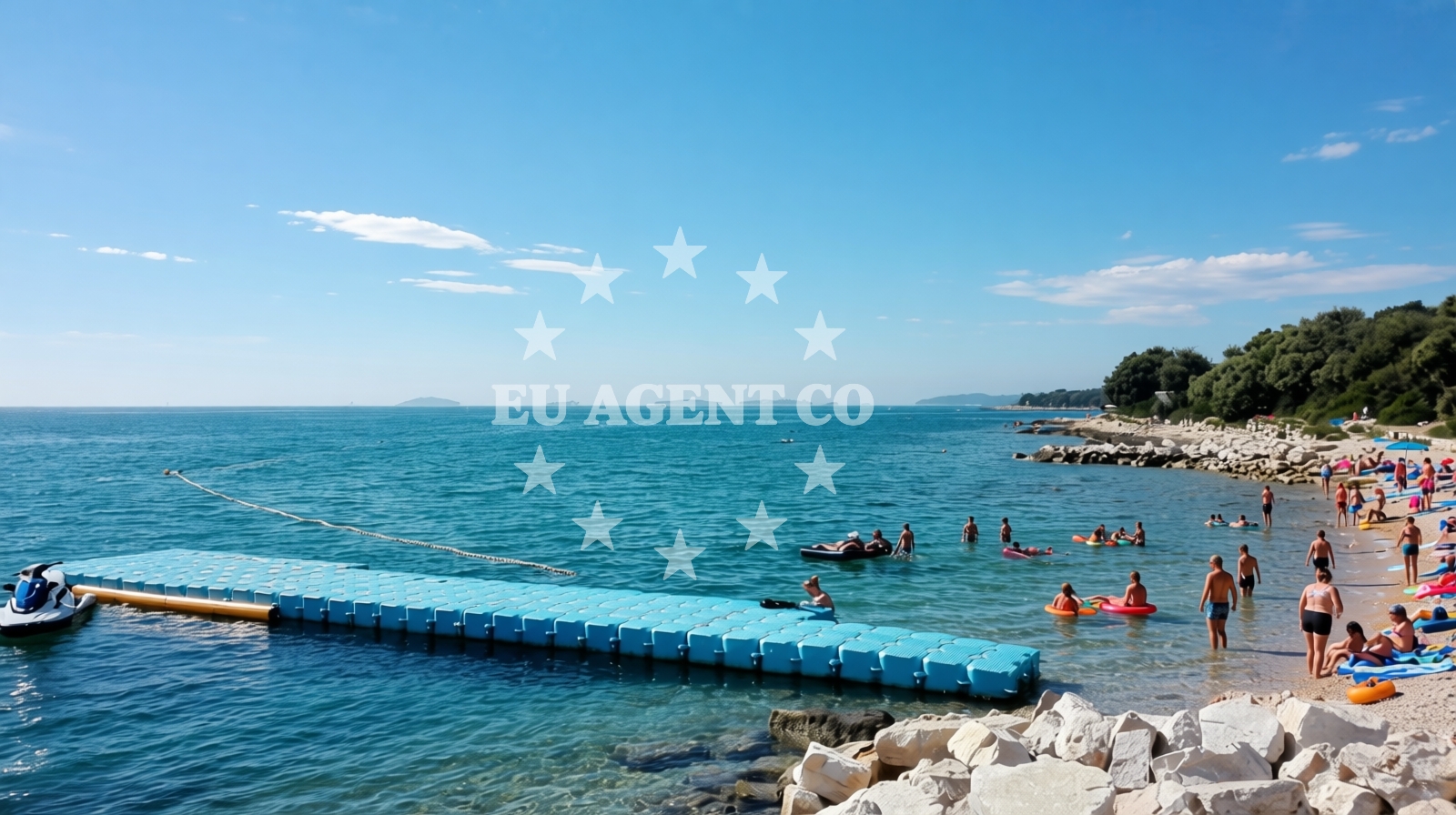 Exterior view of Vestar Restaurant with Adriatic Sea in the background