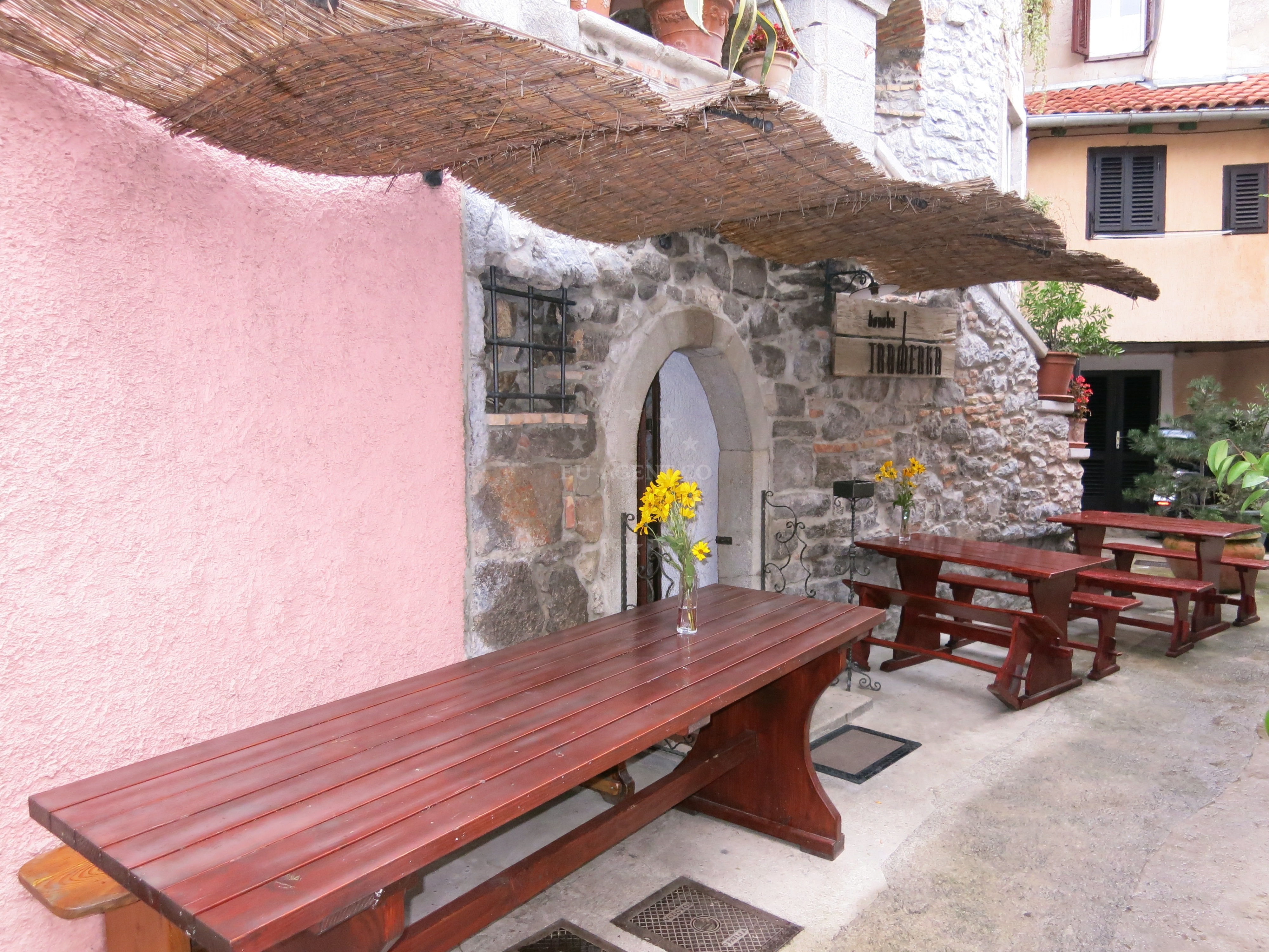 Traditional Istrian cuisine at Tramerka, overlooking the Adriatic Sea