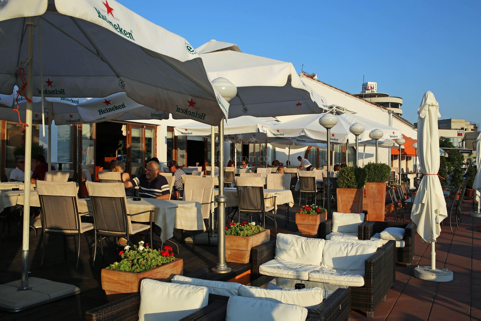 Sun terrace at Ilirija Restaurant with views of Marina Kornati