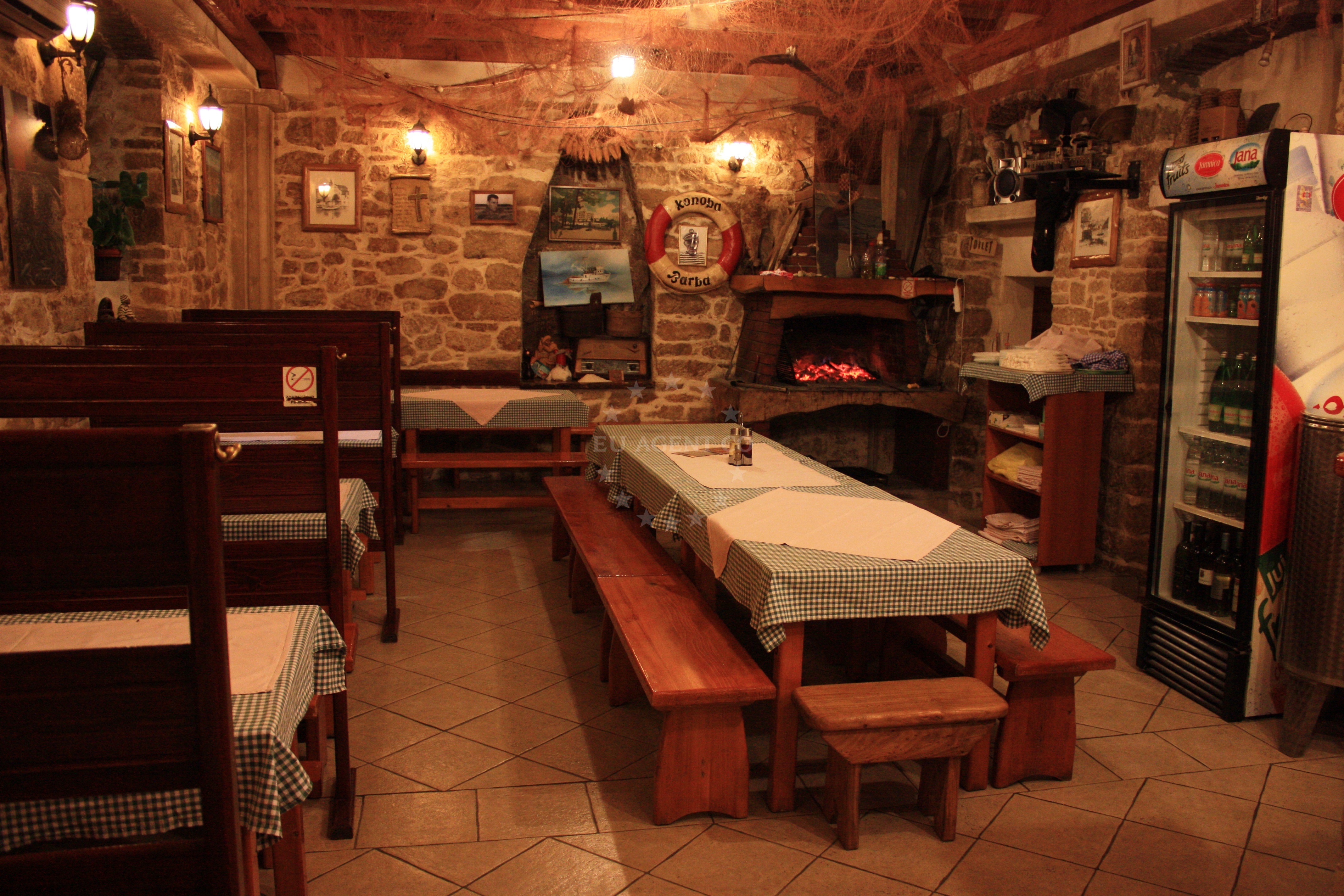 Konoba Barba restaurant interior with panoramic sea views