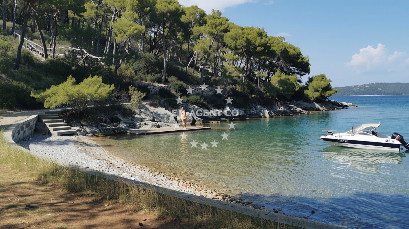 Scenic view of Božava Beach from Veli Kamik Restaurant