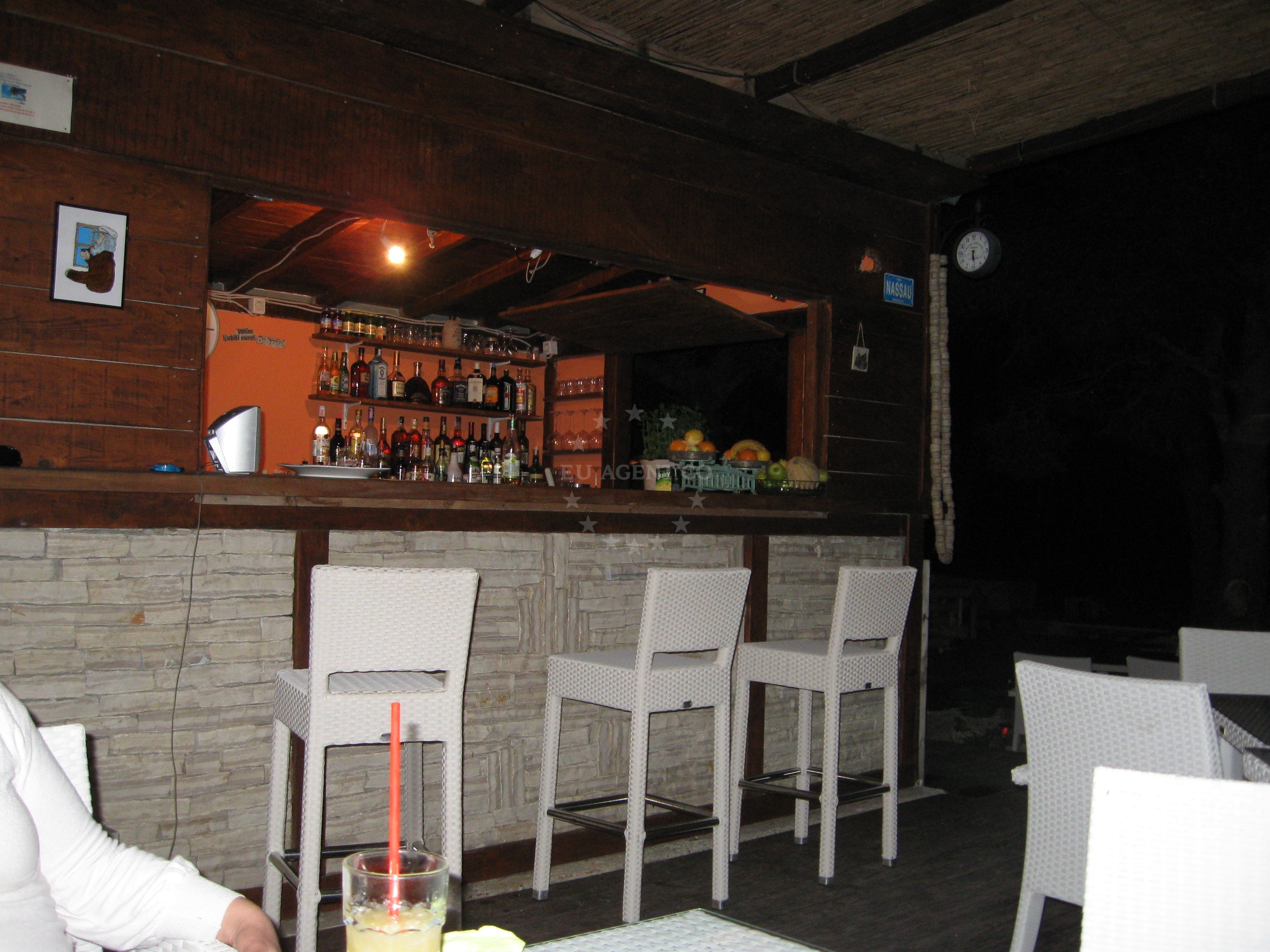 Cocktail bar at Liberty Restaurant with sunset views over the sea