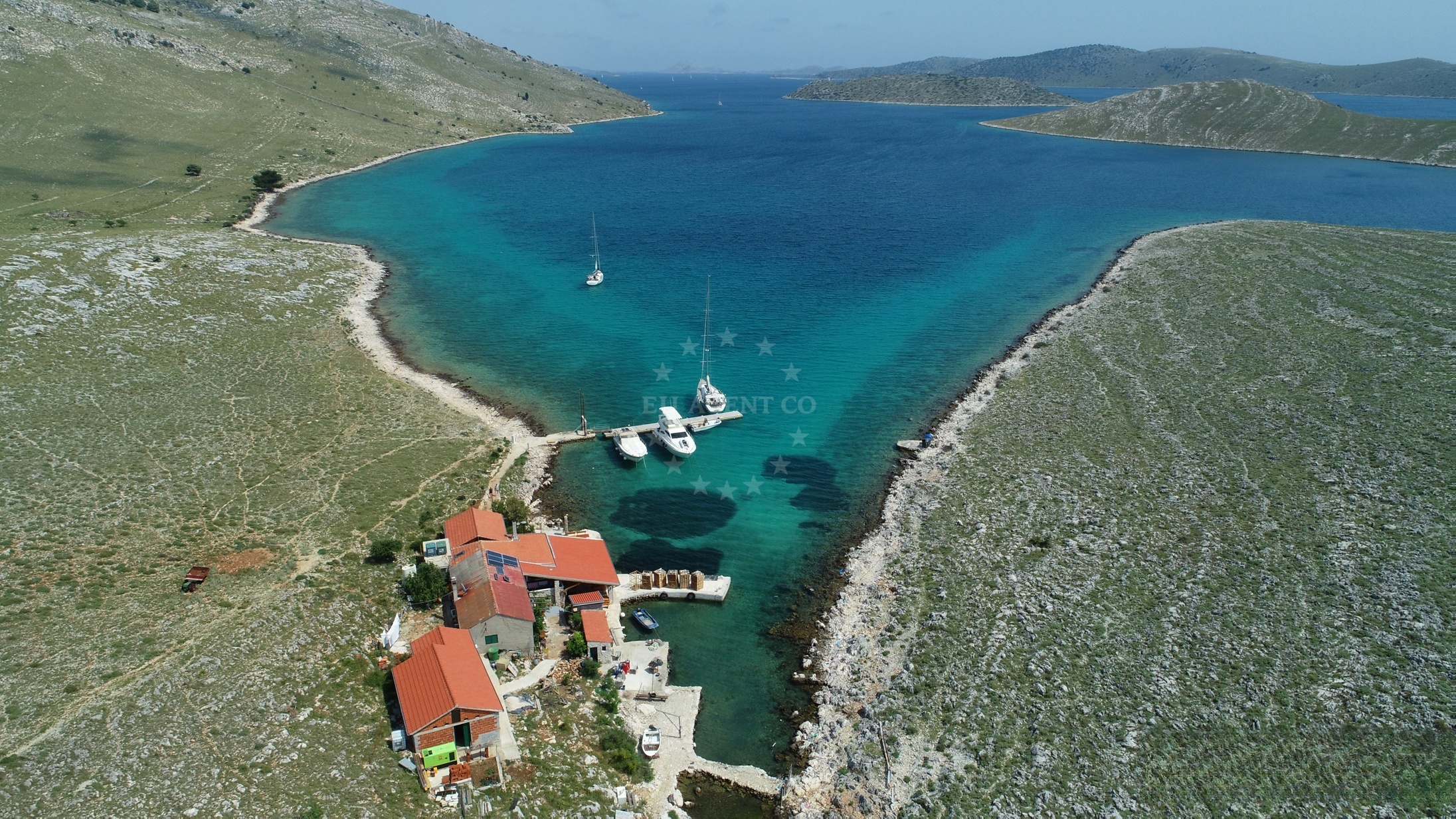 Stone mole and floating jetty at Beban Restaurant, Lopatica, Kornat