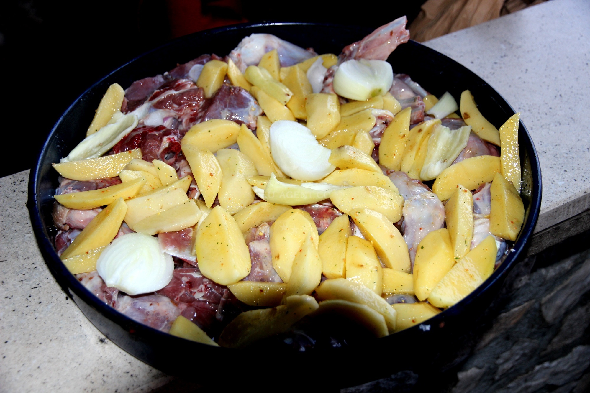 Traditional lamb peka being prepared at Beban Restaurant, Kornat
