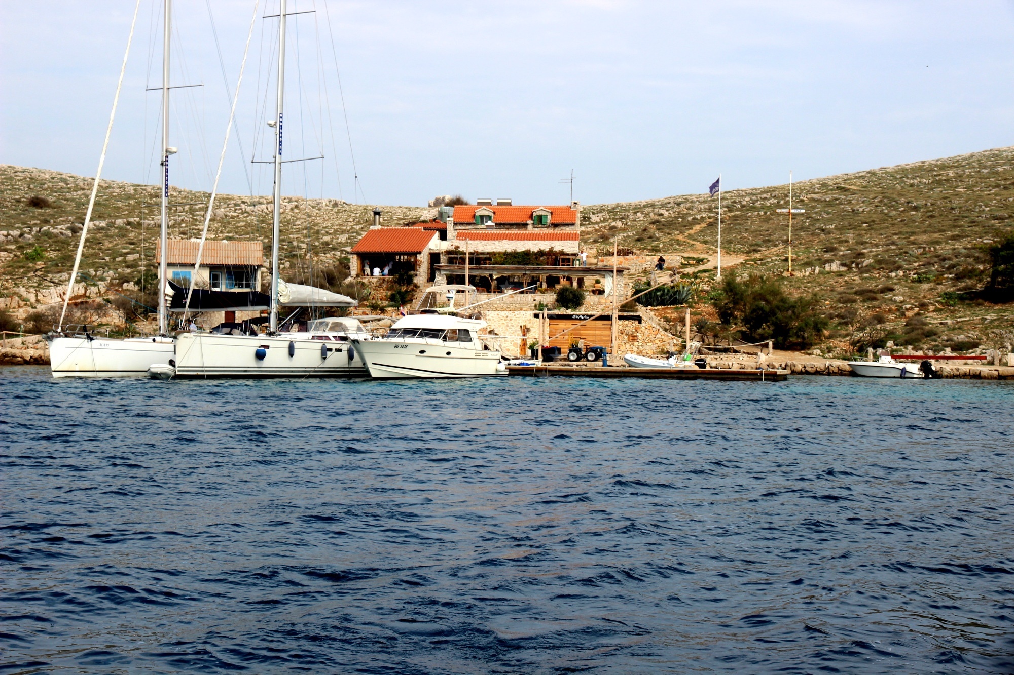 Restaurant Opat's private jetty on Kornat Island, North Dalmatia, Croatia