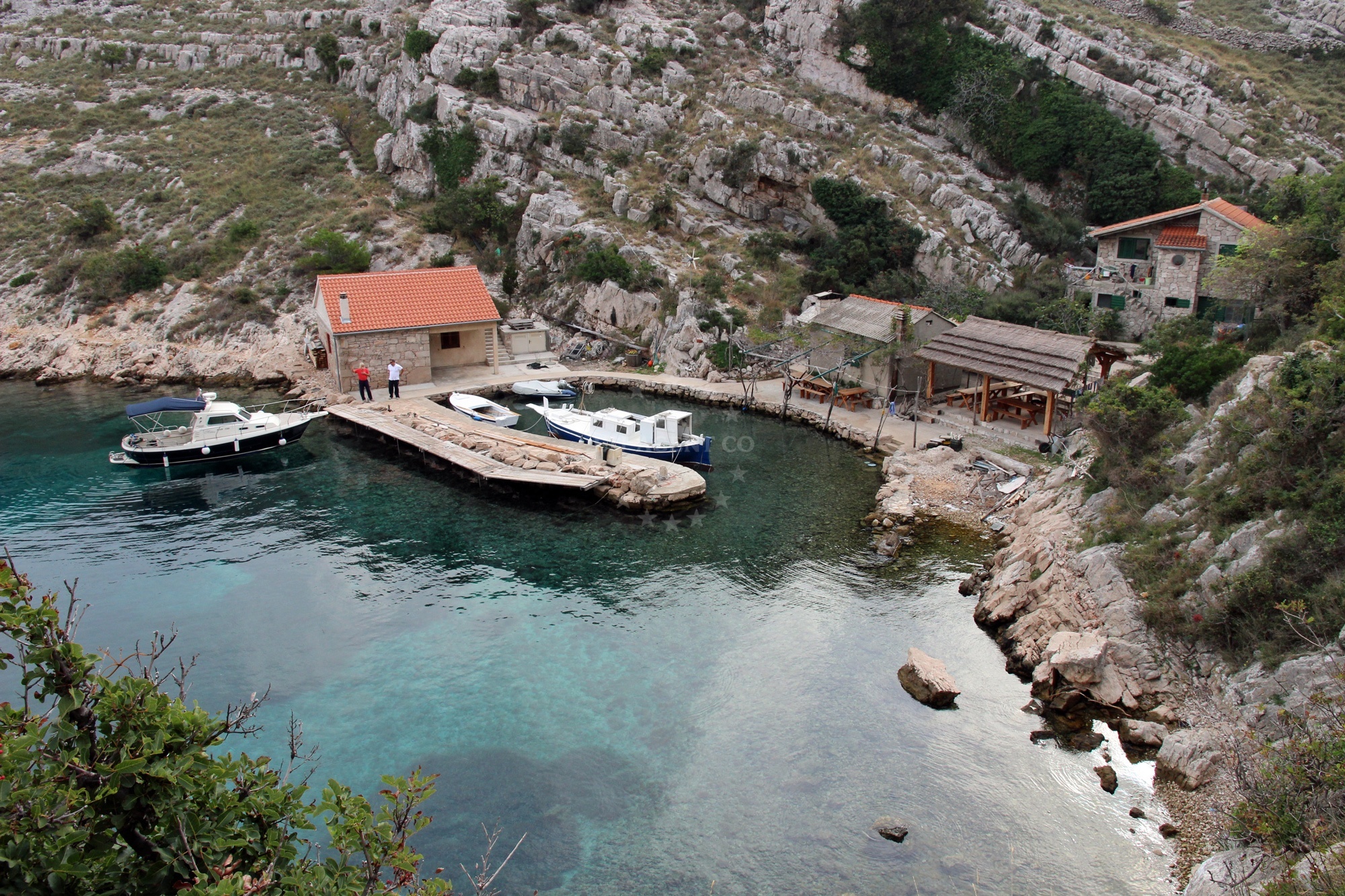 Stiniva Restaurant overlooking the Adriatic Sea from its natural bay location