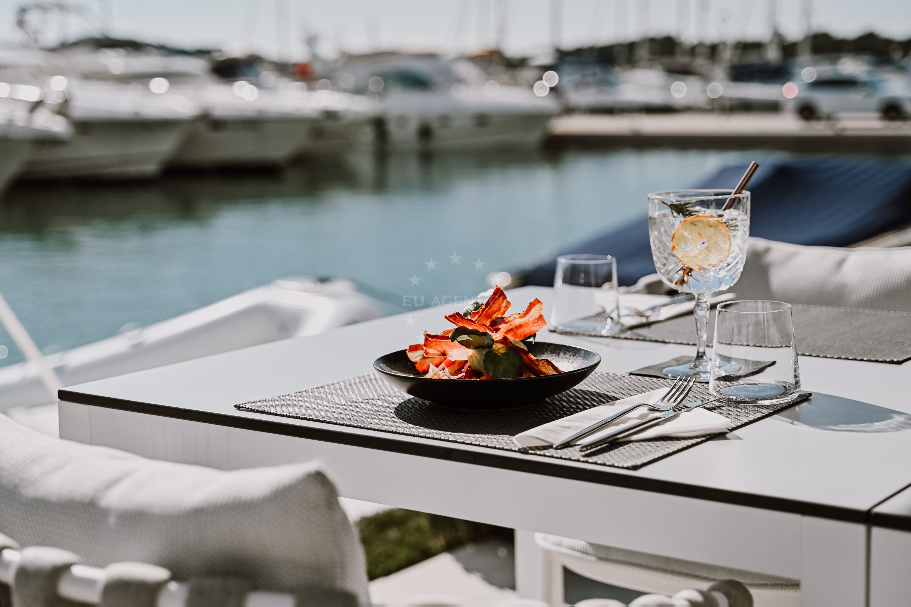 Nomad Restaurant terrace overlooking the Adriatic Sea in Murter, Croatia