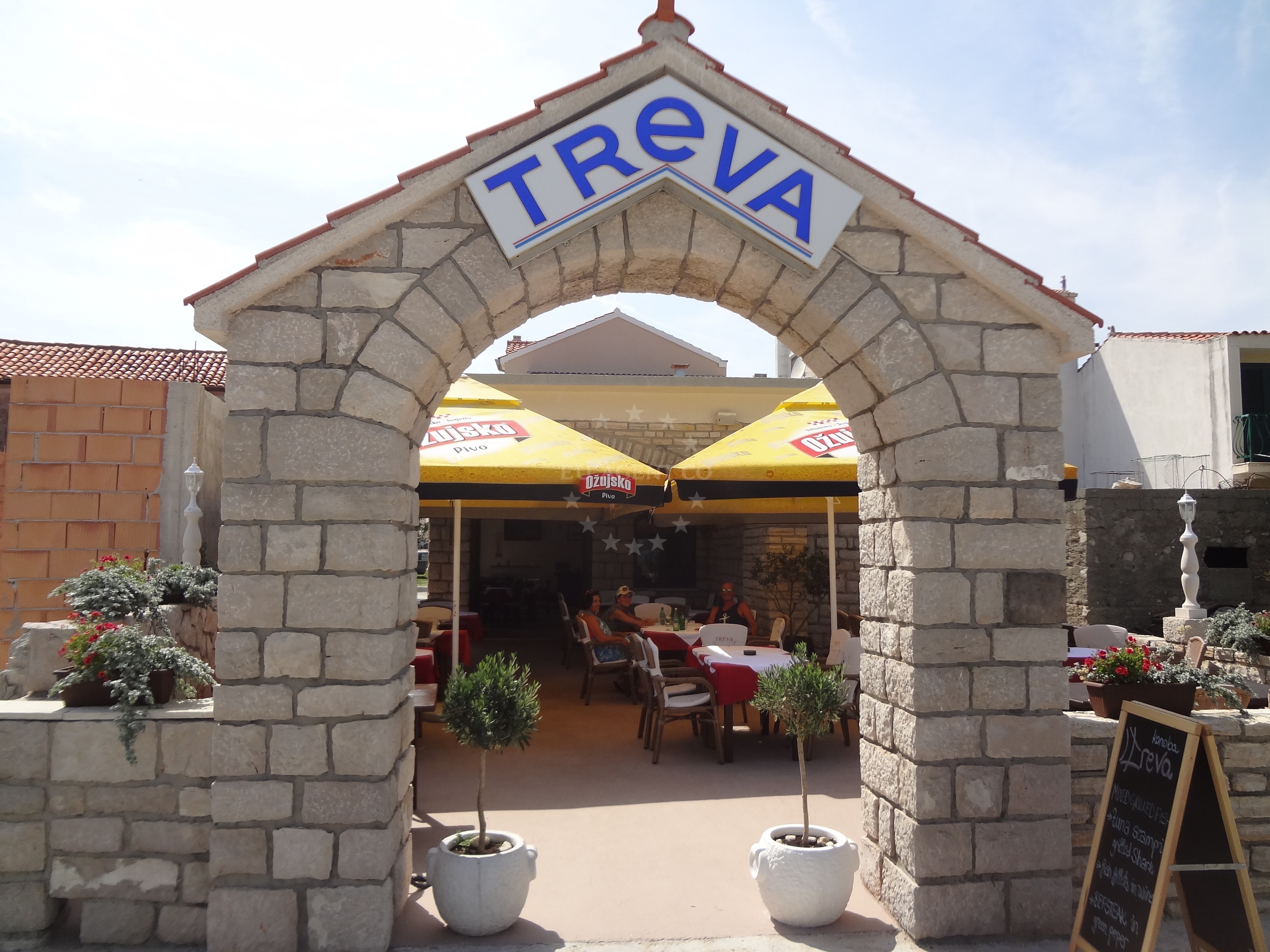 Treva Restaurant mooring alongside in Bettina Harbor, Murter, Croatia