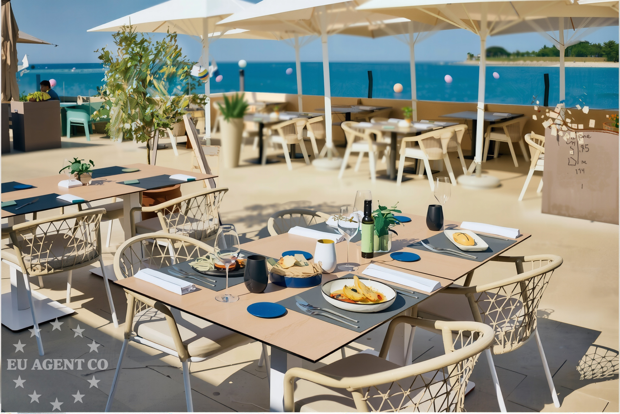 Sea view from restaurant in Novigrad, North Dalmatia