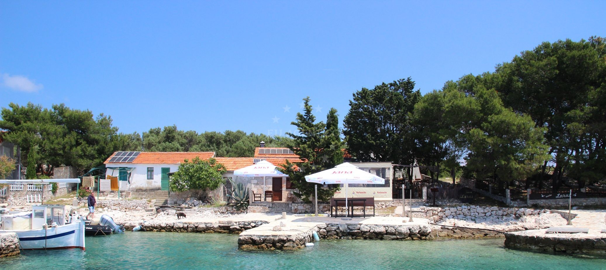 Rustic restaurant on Ravni Zakan Island, Kornati National Park, Croatia
