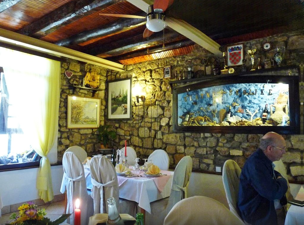 View of Skradin from Zlatne skoljke Restaurant