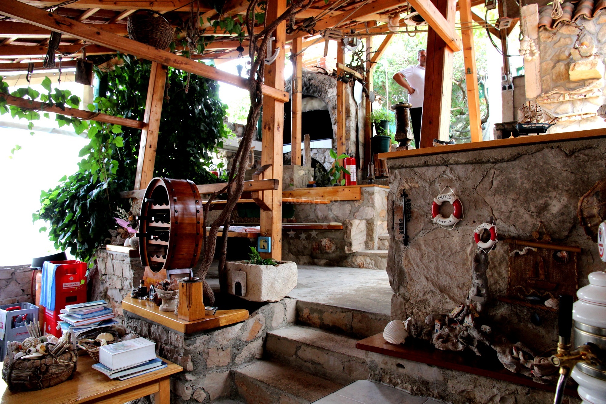 Dining area at Piccolo Restaurant, Smokvica Vela, Croatia