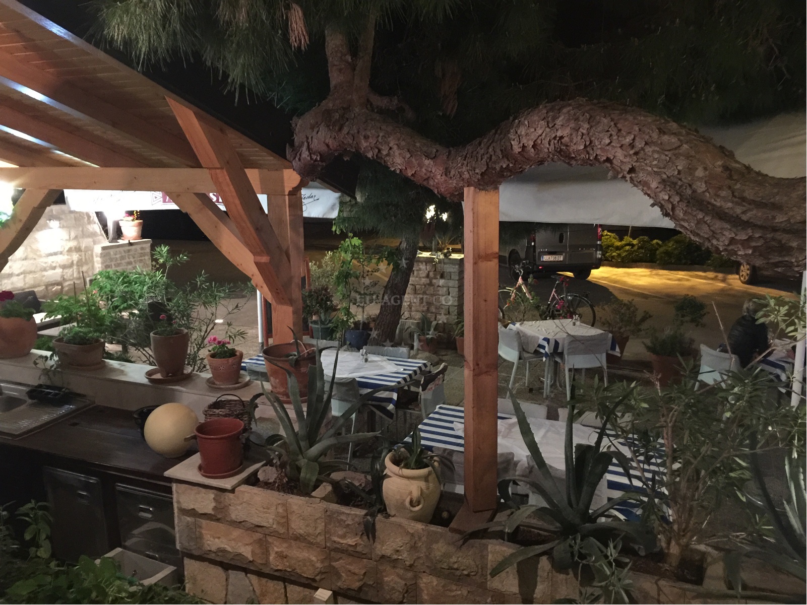 Dining area at Gina Restaurant, Tisno, North Dalmatia