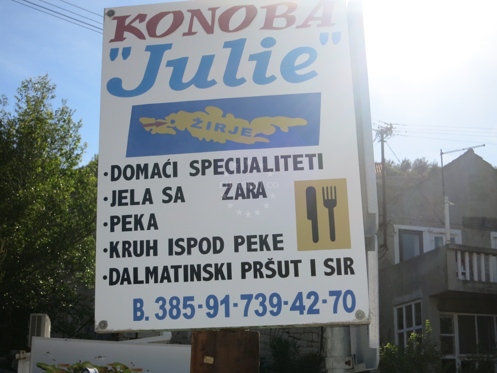 Dining area at Julie Restaurant, Zirje