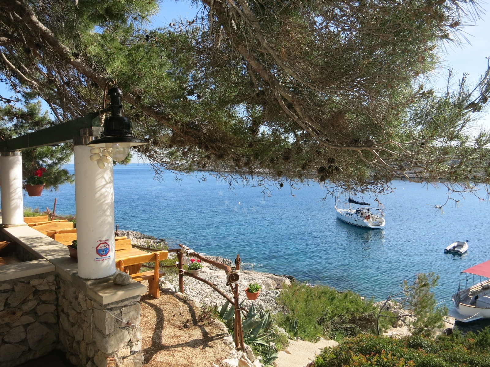 Coastal view near Konoba Tratinska restaurant in Žirje on the island Žirje, Croatia