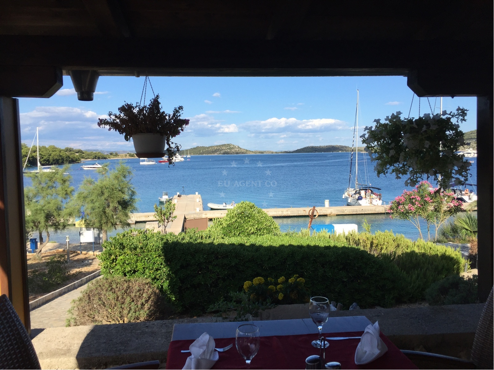 Dining area at ACI Marina Zut Restaurant with views of the marina
