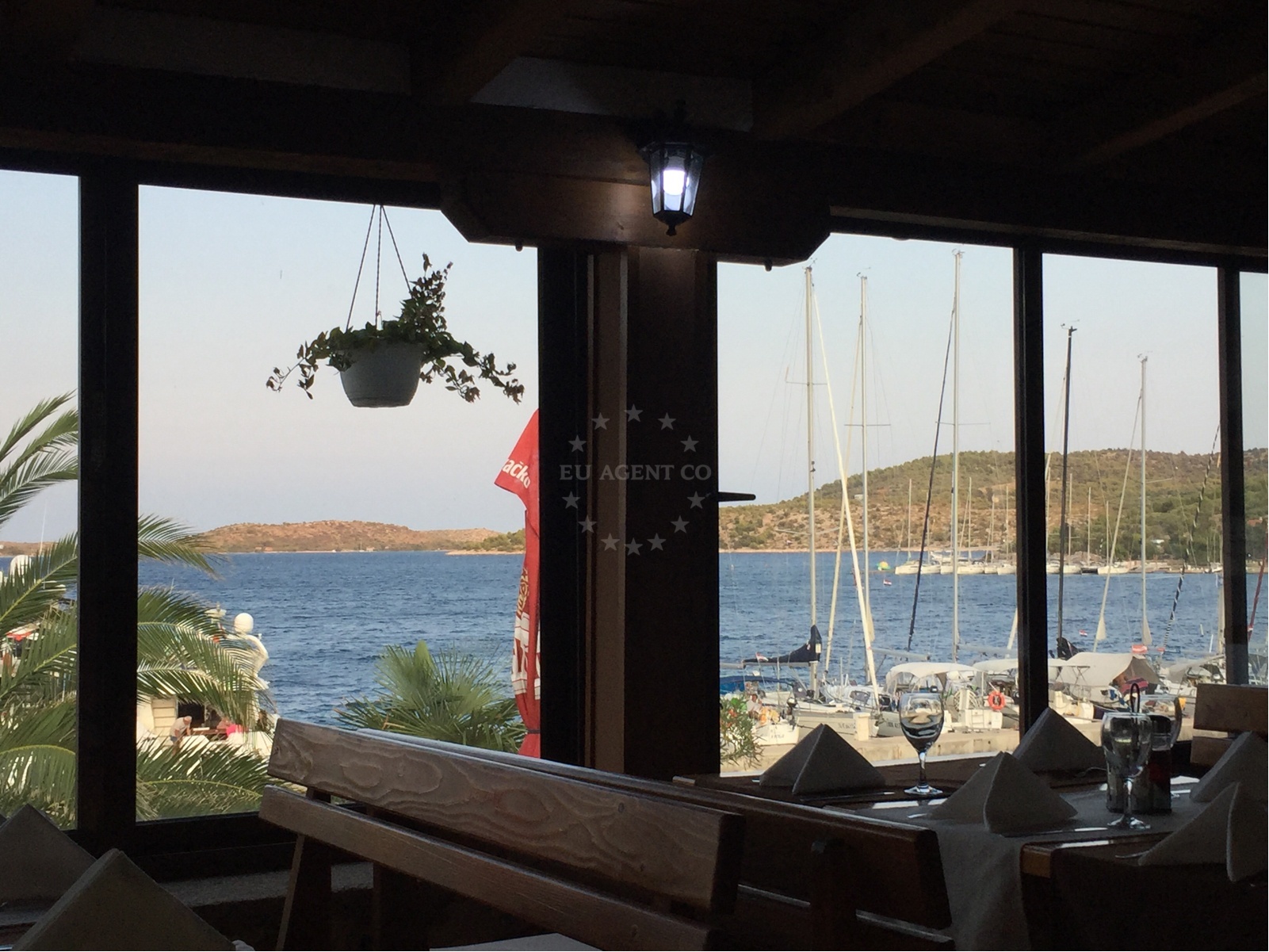 Interior of ACI Marina Zut Restaurant with nautical-themed decor