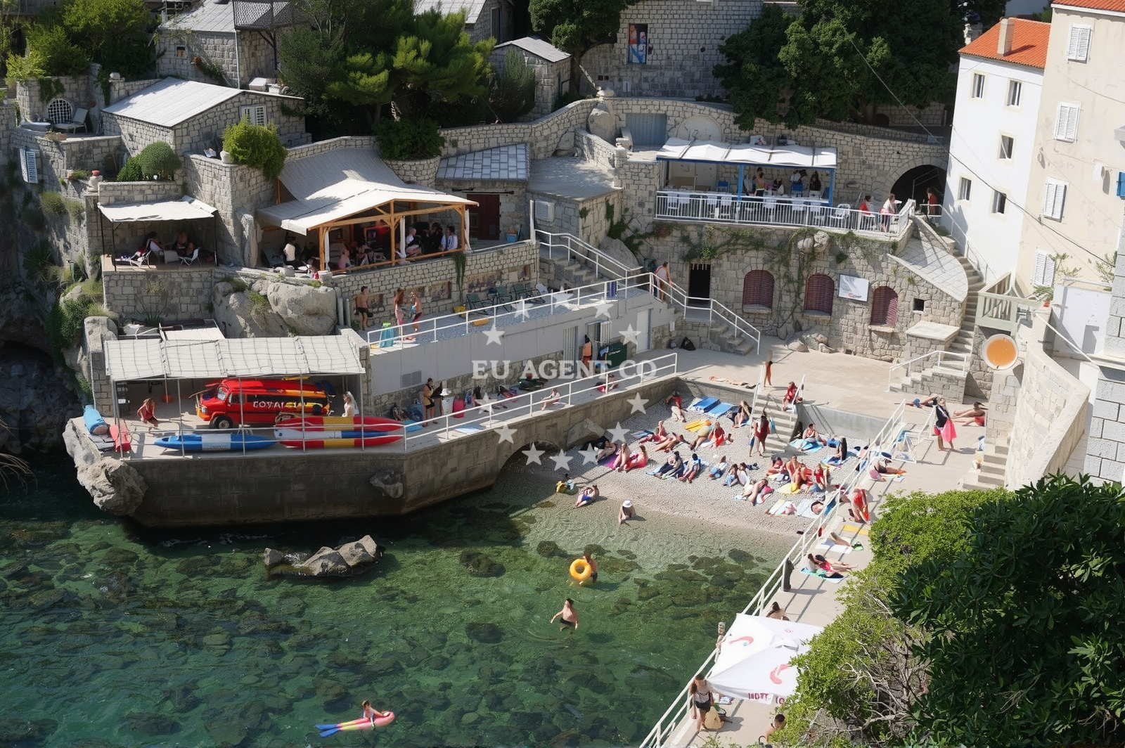 Dubrovnik City Harbour with yachts moored nearby