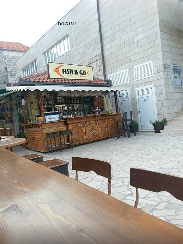 Fish'N'Go Restaurant exterior with marina views in Korcula