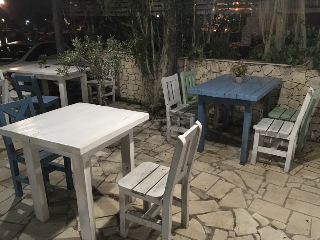 View of Konoba Fjaka restaurant with Korcula coastline in the background