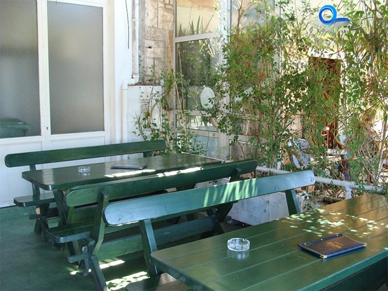 Waterfront view of Pizzeria Alfa in Vela Luka, Korcula, Croatia