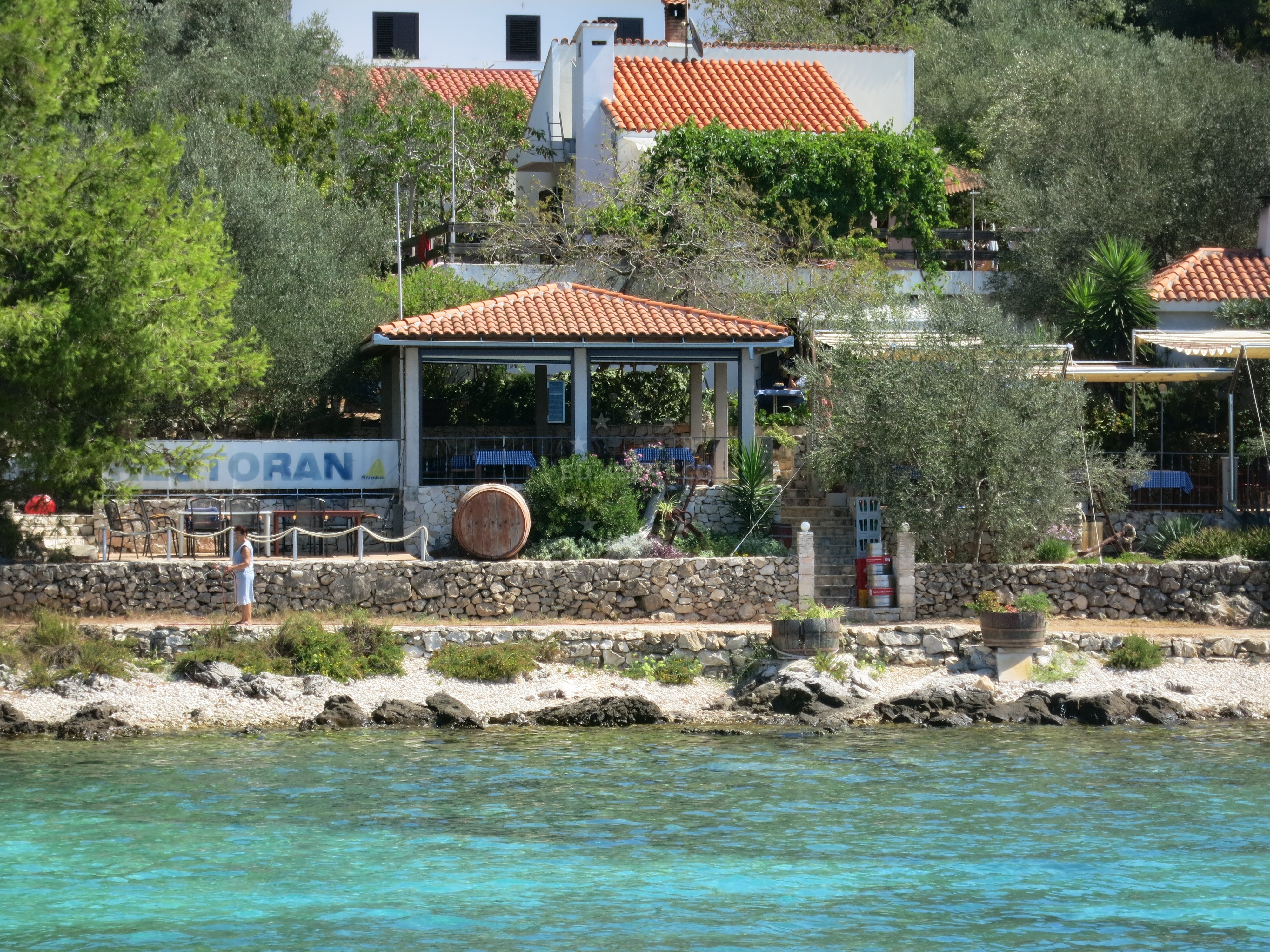 Restaurant Siloko terrace overlooking Gradina Bay, Korcula