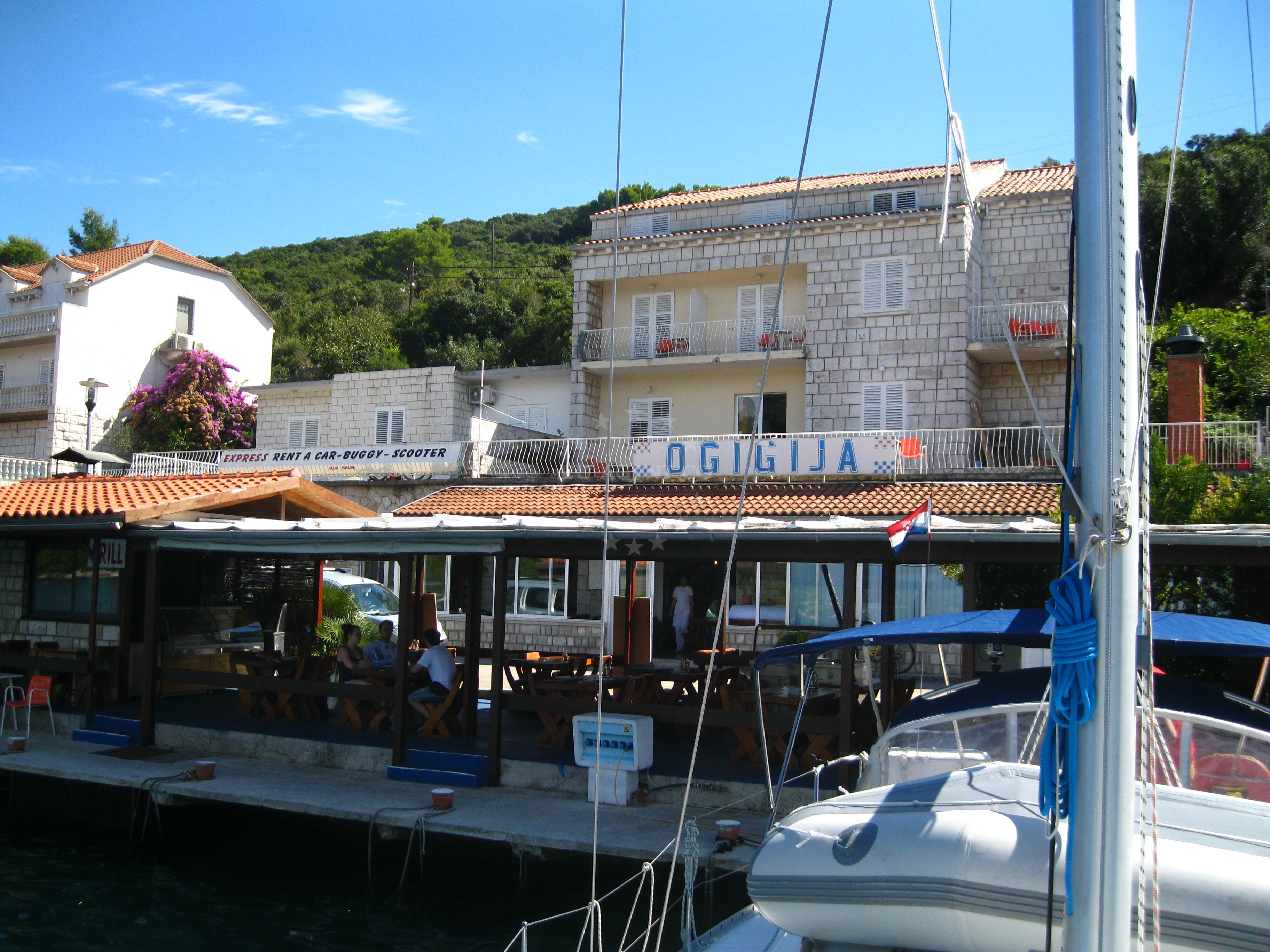 Konoba Ogigija restaurant exterior with Adriatic Sea view