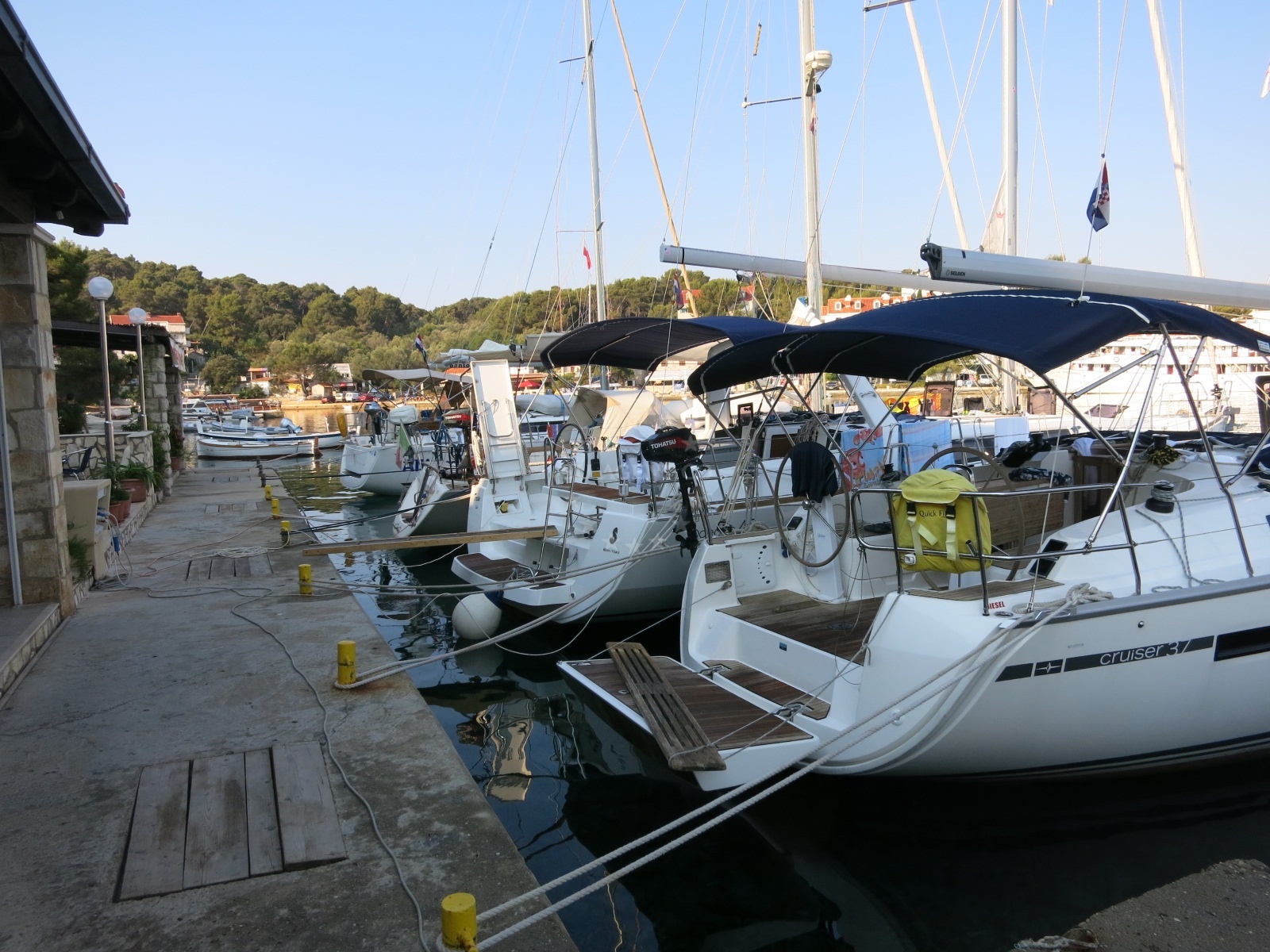 Berths in front of Konoba, Pomena