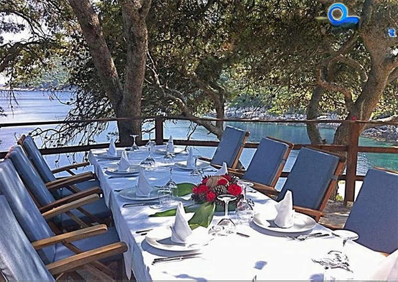 Restaurant terrace overlooking Saplunara, Mljet