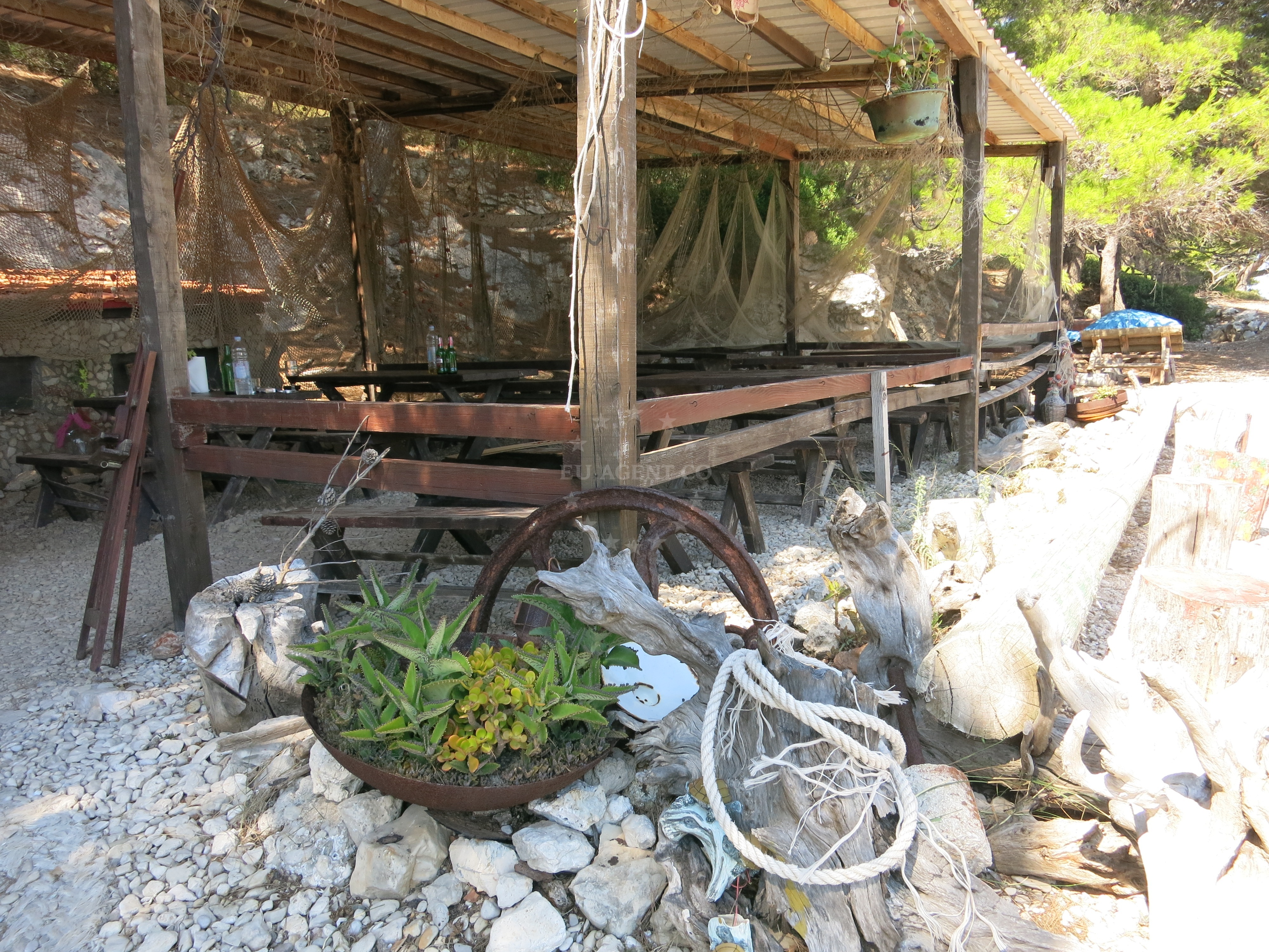 Interior of Konoba Mrcara with rustic decor
