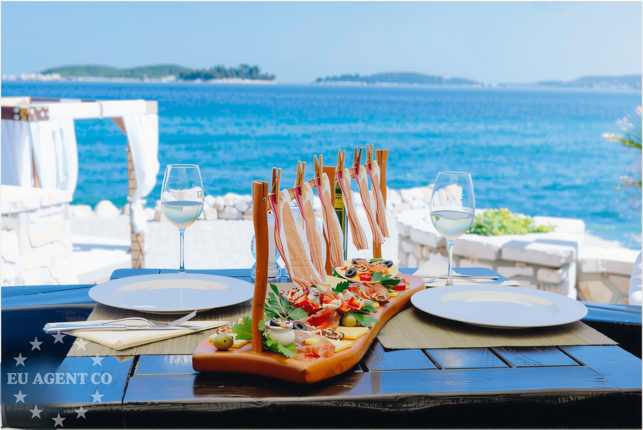 Dining area with views of nearby marinas and anchorages