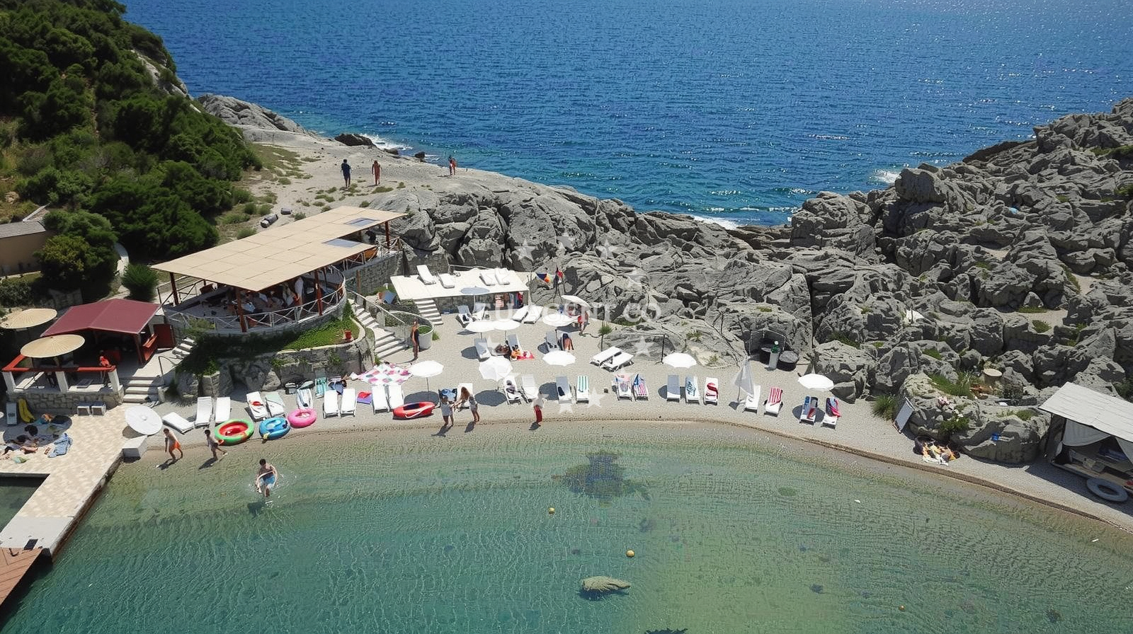 Dining area at Tauris Restaurant with views of the Adriatic Sea
