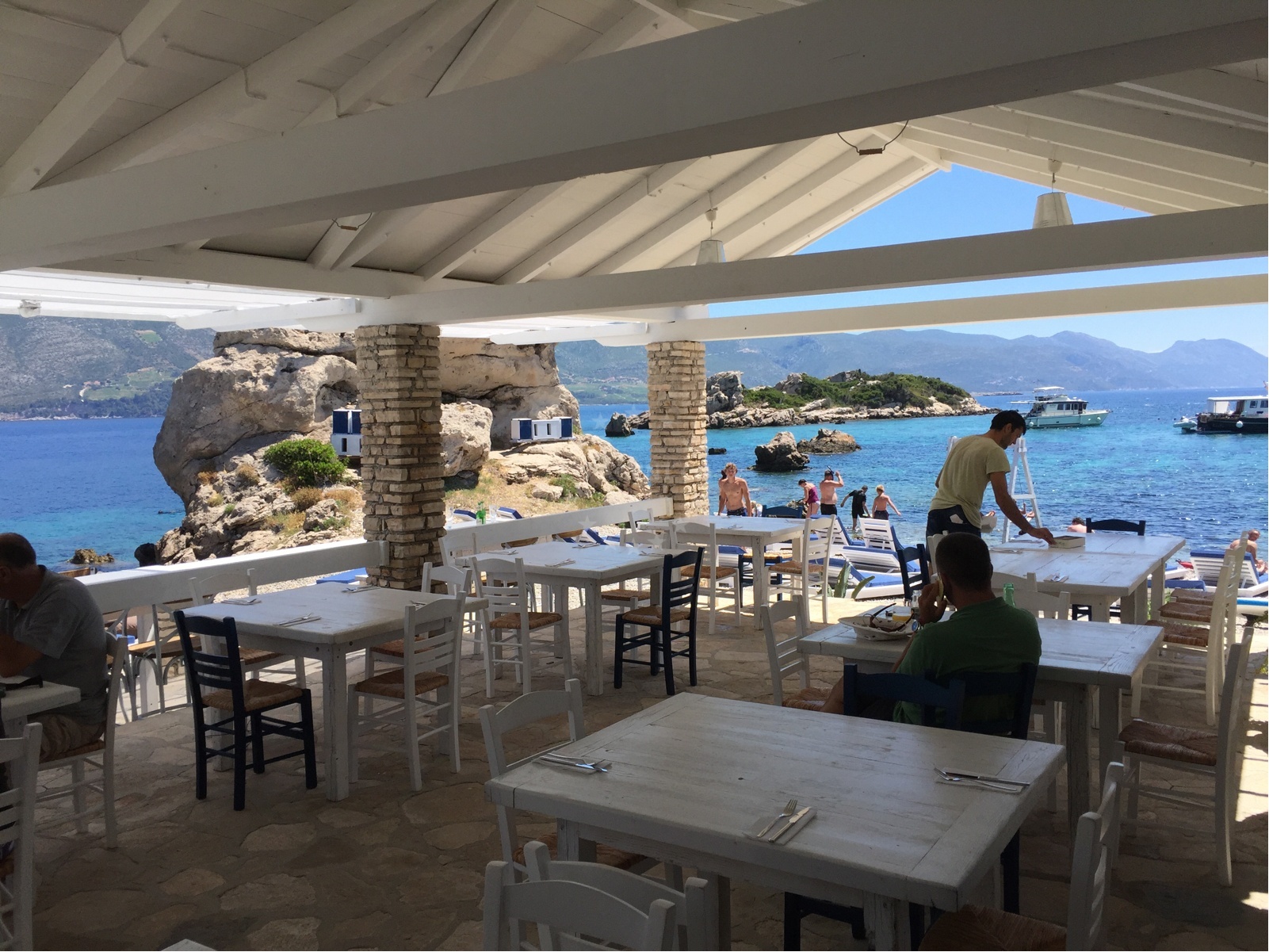 Moro Restaurant buoys in a natural lagoon on Stupe Island