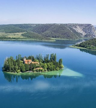 Islet Visovac, Krka river