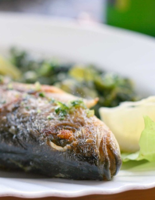 Grilled fish with Swiss chard