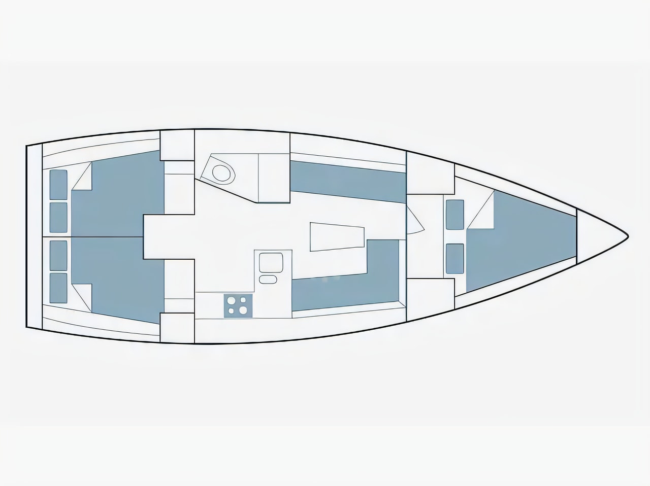 Interior of Bavaria 37 sail boat with 3 cabins Croatia yacht charter
