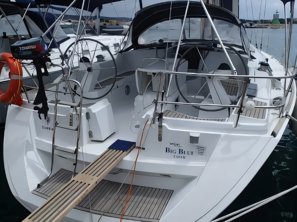 Exterior overview of Sun Odyssey 45 sail boat for charter from Sukosan Marina Dalmacija in the Zadar sailing area Croatia