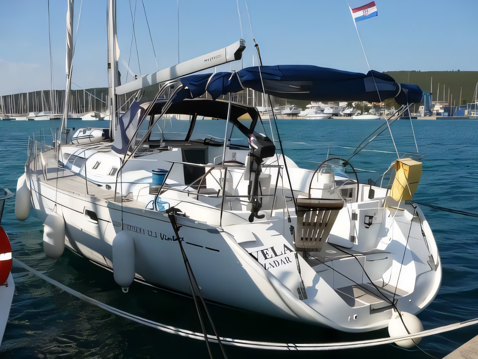 Exterior overview of Sun Odyssey 52.2 Vintage sail boat for charter from Sukosan Marina Dalmacija in the Zadar sailing area Croatia