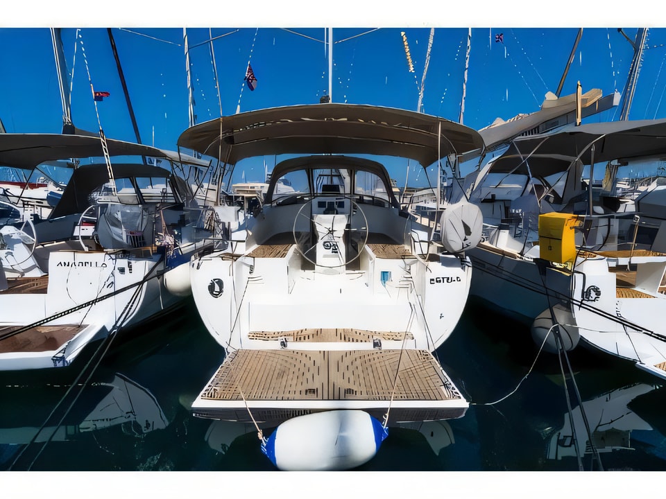 Exterior overview of Bavaria 36 Cruiser sail boat for charter from Biograd Marina Kornati in the Kornati sailing area Croatia